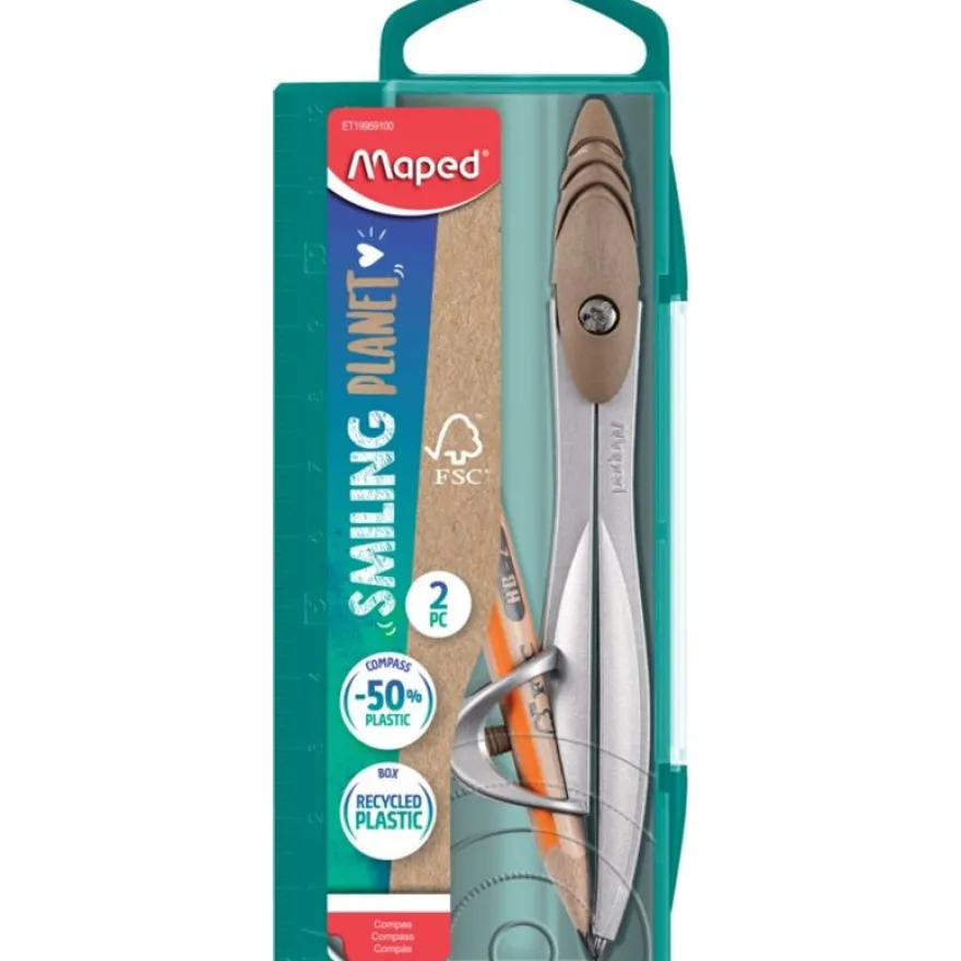 Maped Smiling Planet - Coffret compas Study bague - 50% en fibre de bois