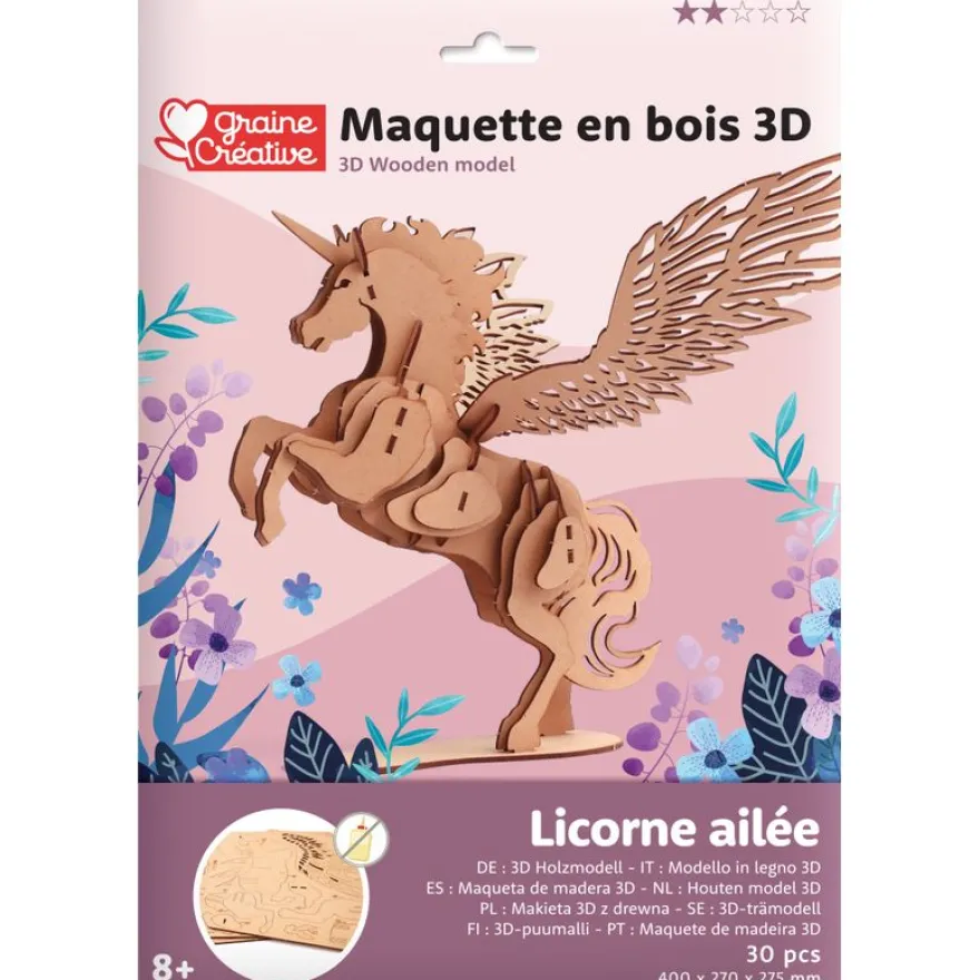 Maquette bois 3D - Licorne
