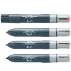 Marqueur permanent multicolore JUVENILIA 3 en 1 - pointe fine conique - rechargeable