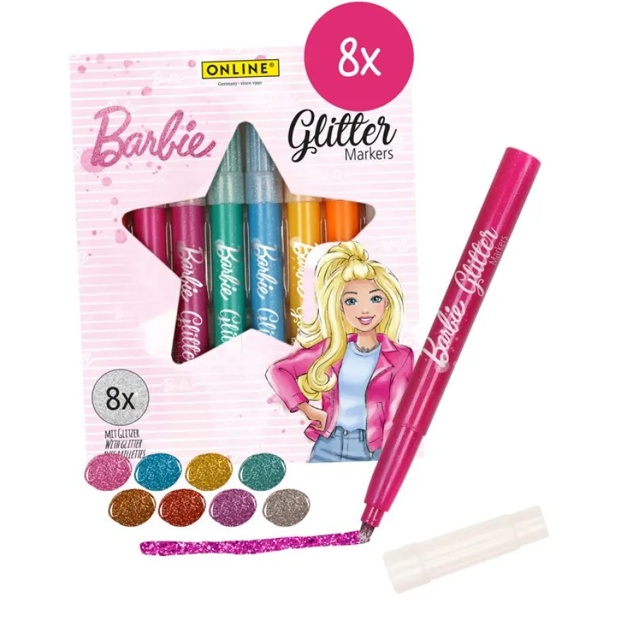 Marqueurs pailletés Barbie - 8 couleurs