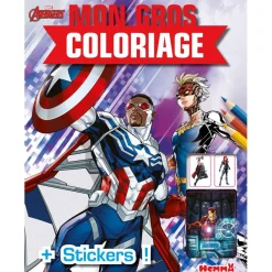 MARVEL AVENGERS - MON GROS COLORIAGE + STICKERS !(FALCON ET CAPTAIN MARVEL)