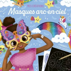 Masques kawaï à métalliser arc-en-ciel Pochette avec 6 masques à gratter et à métalliser À partir de 6 ans