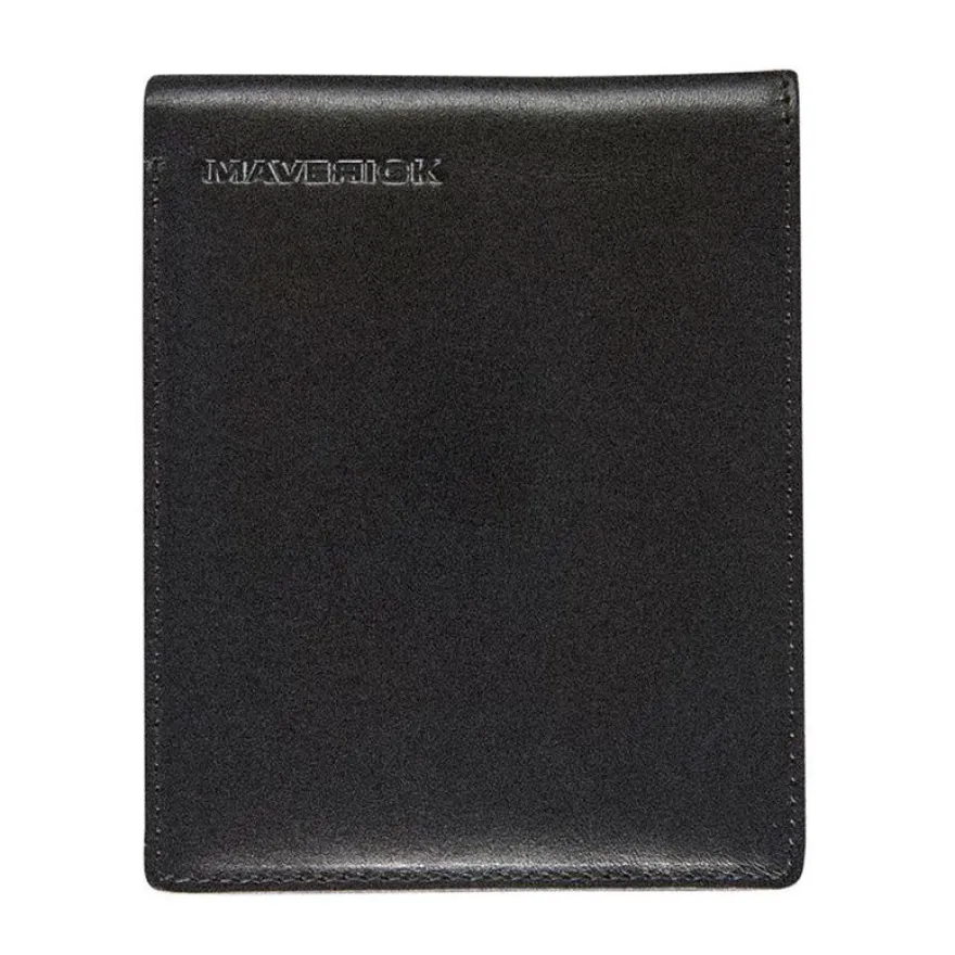 Maverick - Portefeuille à 2 volets anti-piratage avec porte-cartes amovible - cuir noir