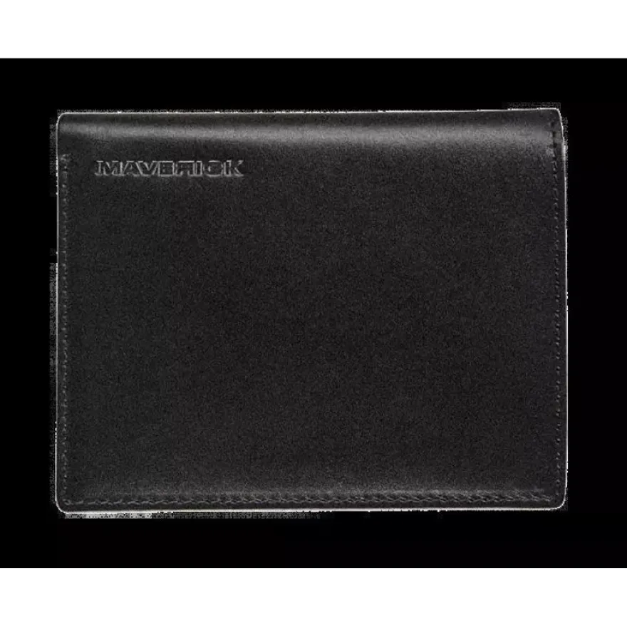 Maverick - Portefeuille anti-piratage avec porte-cartes amovible - 8,5 x 10,5 cm - cuir noir