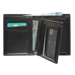 Maverick - Portefeuille anti-piratage avec porte-cartes amovible - 8,5 x 10,5 cm - cuir noir