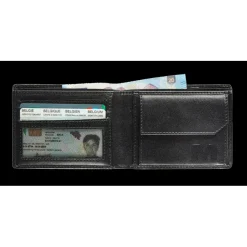 Maverick - Portefeuille compact à 2 volets anti-piratage - cuir noir