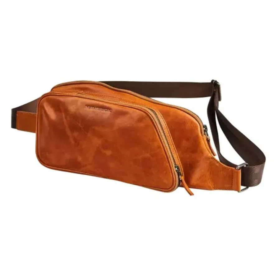 Maverick - Sac bandoulière porté travers cuir - cognac