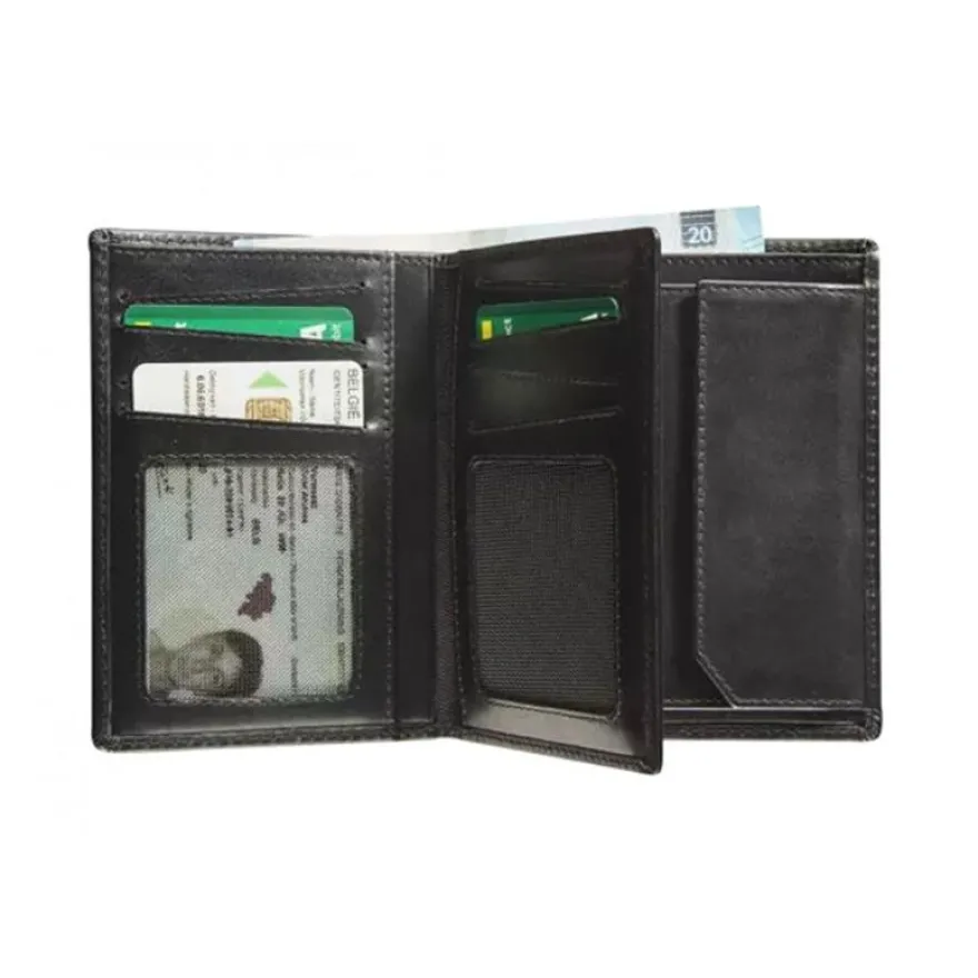 Maverick All Black - Portefeuille - RFID, avec pochette à monnaie - cuir de vachette pleine fleur tanné végétal - noir