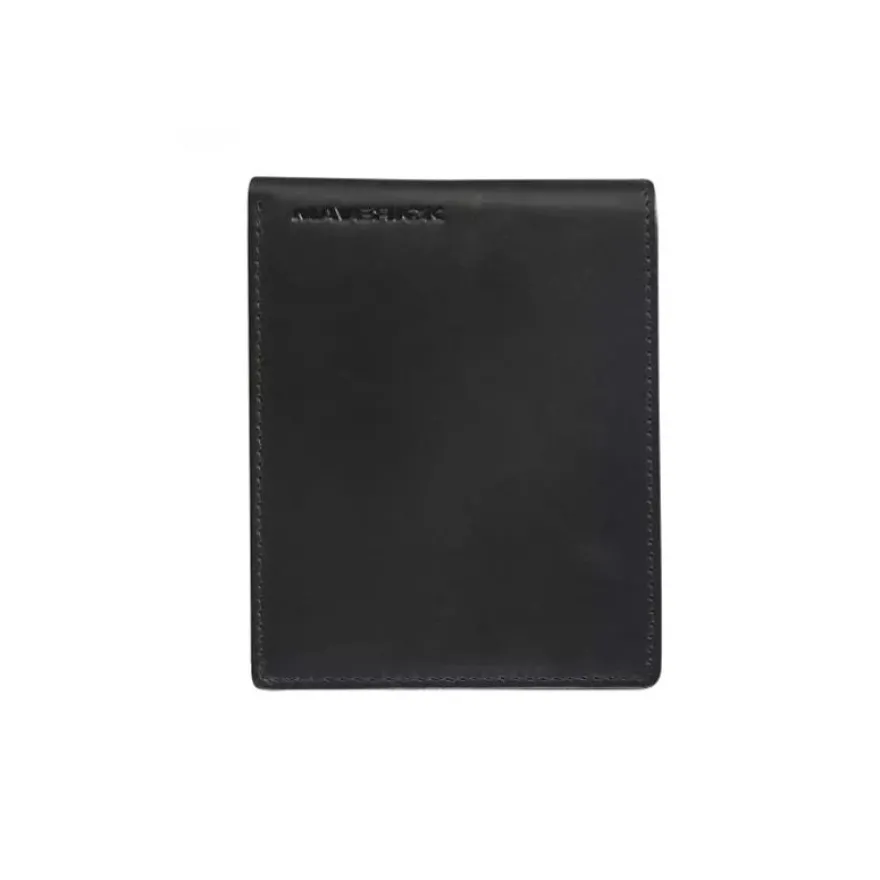 Maverick All Black - Portefeuille - billfold RFID with 2 banknote pockets - cuir de vachette pleine fleur tanné végétal - noir