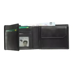 Maverick All Black - Portefeuille - billfold RFID with 2 banknote pockets - cuir de vachette pleine fleur tanné végétal - noir