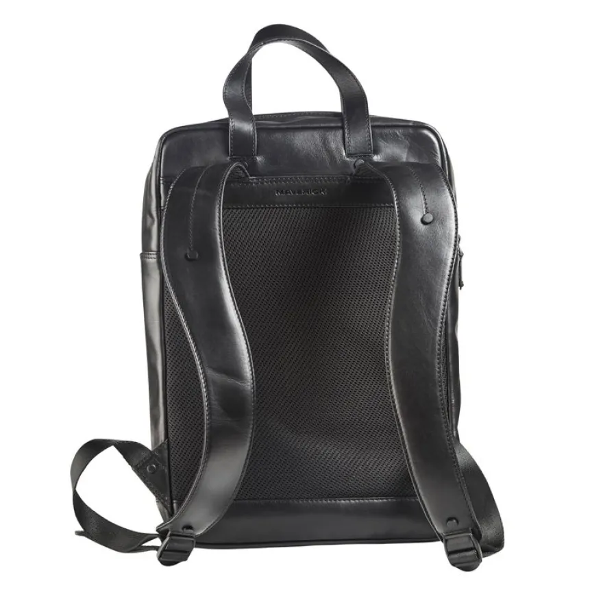 Maverick All Black - Sac à dos pour ordinateur 15.6" - cuir - noir