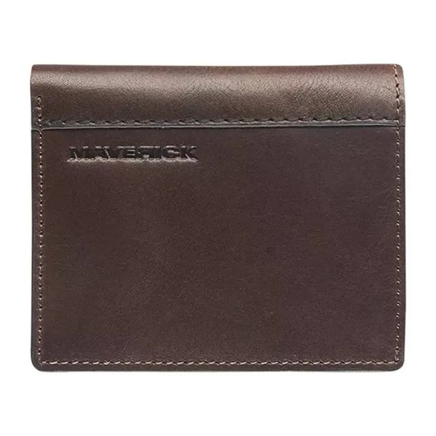 Maverick brown - Portefeuille for 6 credit cards / cash - protection RFID - cuir de vachette pleine fleur tanné végétal - brun