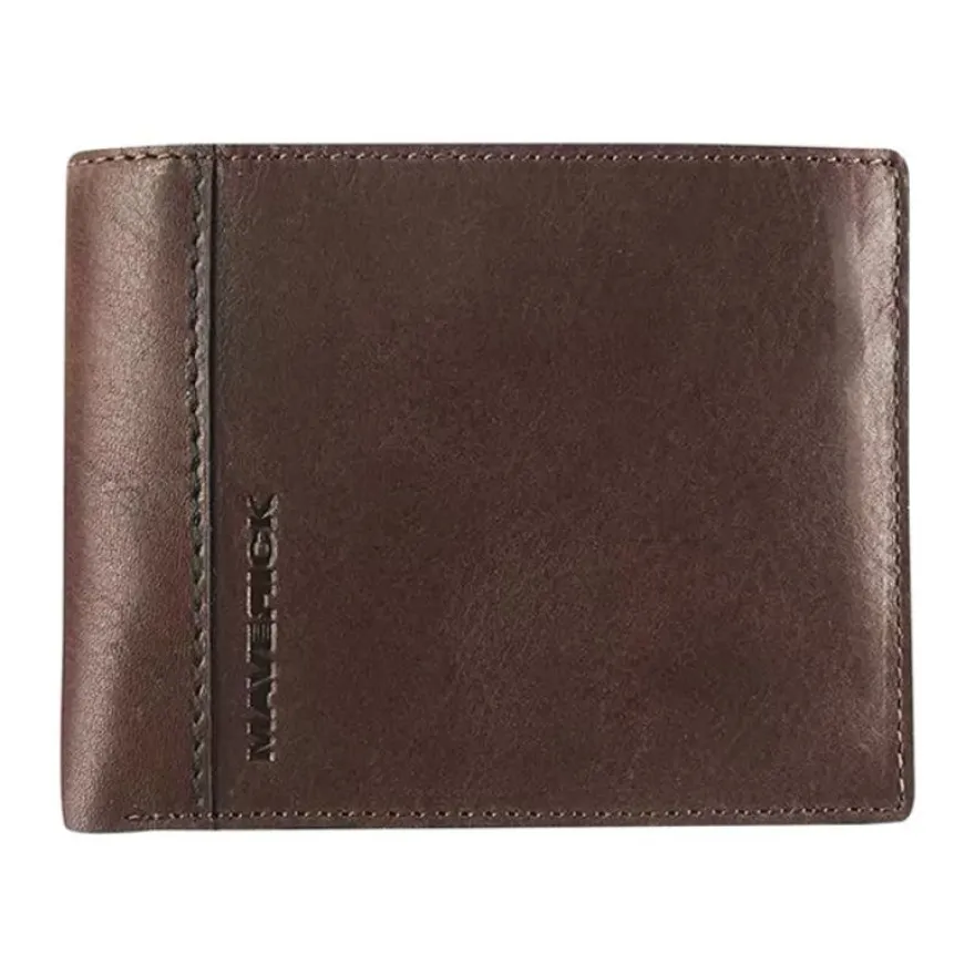 Maverick brown - Portefeuille - RFID, with 2 banknote pockets - cuir de vachette pleine fleur tanné végétal - brun