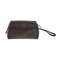 Maverick brown - Trousse de toilette taille S - oval - cuir de vachette pleine fleur tanné végétal - brun