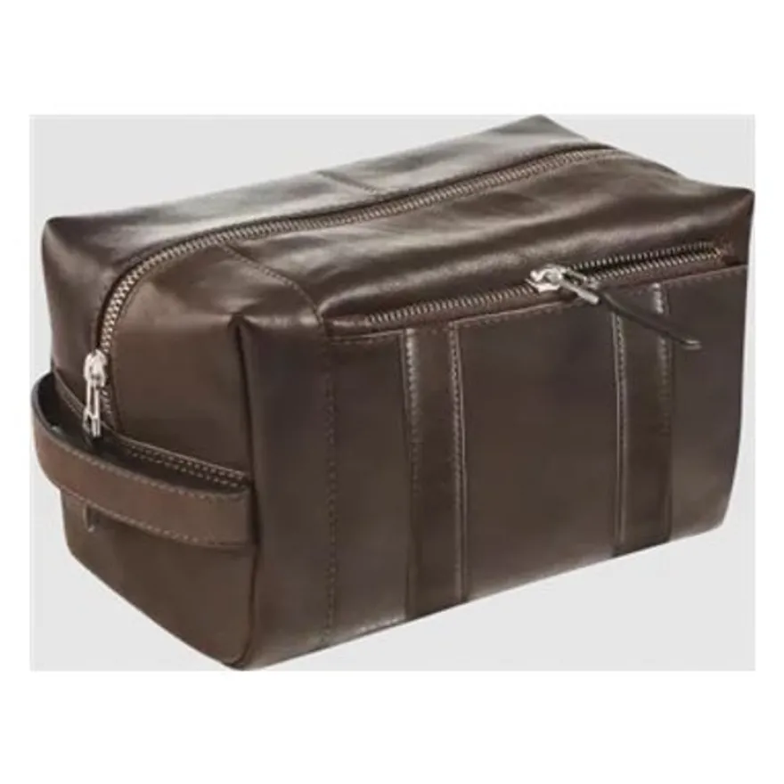Maverick brown - Trousse de toilette taille S - cuir de vachette pleine fleur tanné végétal - brun
