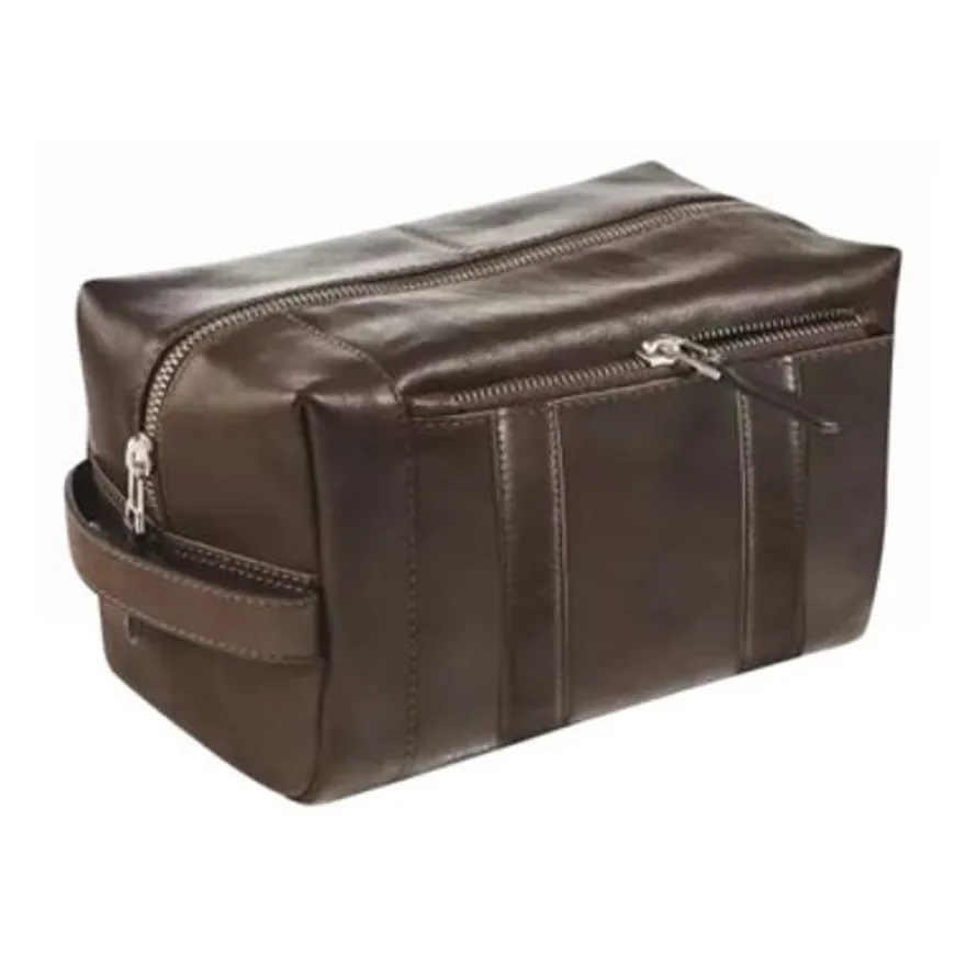 Maverick brown - Trousse de toilette taille S - cuir de vachette pleine fleur tanné végétal - brun