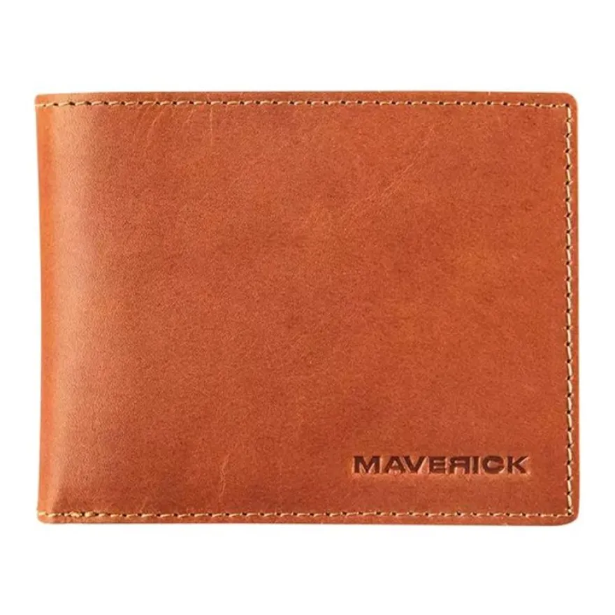 Maverick New Men - Portefeuille - RFID, avec pochette à monnaie - cuir de vachette pleine fleur tanné végétal - cognac