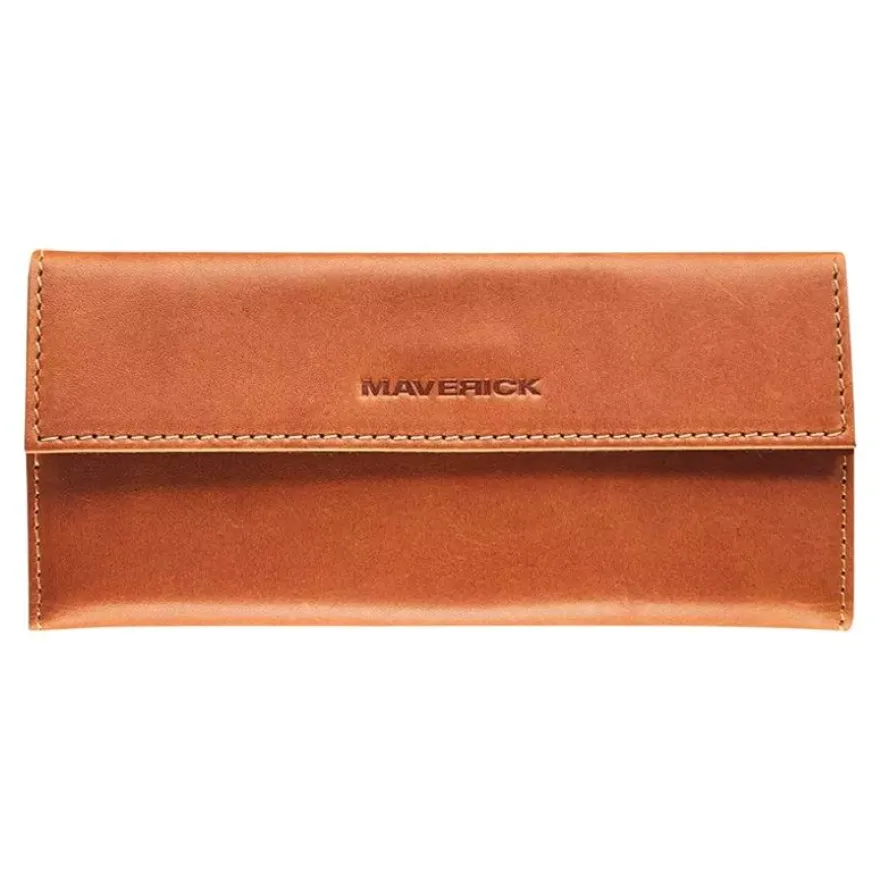 Maverick New Men - Étui a lunettes - pliable - cuir de vachette pleine fleur tanné végétal - cognac