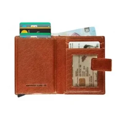 Maverick Rough Gear - Portefeuille - super compact RFID - cuir de buffle pleine fleur à tannage végétal - cognac
