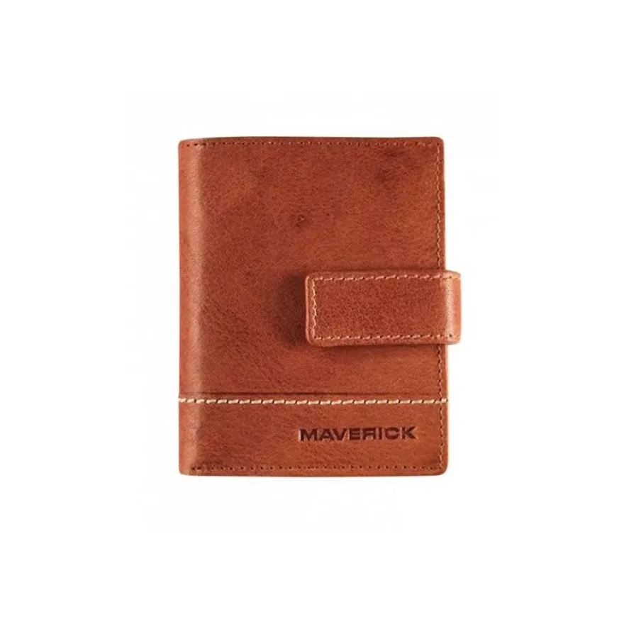 Maverick Rough Gear - Portefeuille - super compact RFID - cuir de buffle pleine fleur à tannage végétal - cognac