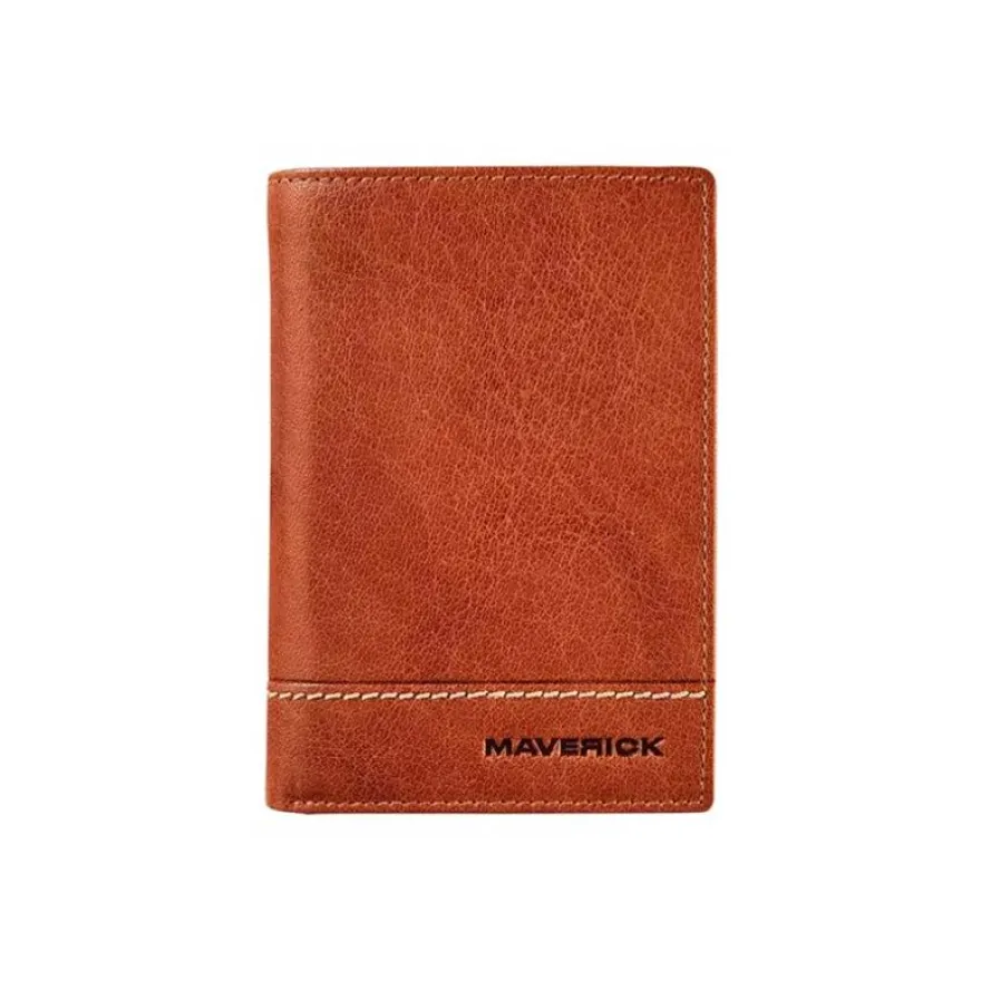 Maverick Rough Gear - Portefeuille - RFID pour cartes supplémentaires - cuir de buffle pleine fleur à tannage végétal - cognac