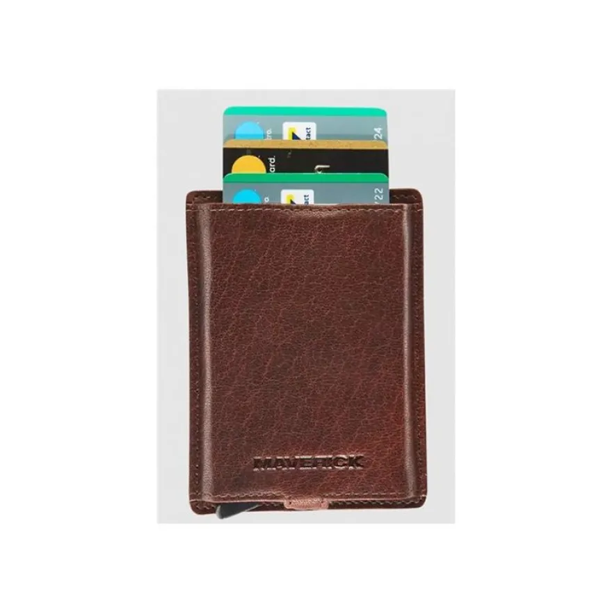 Maverick Rough Gear - Portefeuille - slim RFID - cuir de buffle pleine fleur à tannage végétal - brun