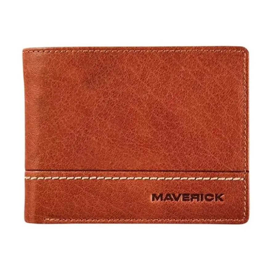 Maverick Rough Gear - Portefeuille - RFID, avec pochette à monnaie - cuir de buffle pleine fleur à tannage végétal - cognac
