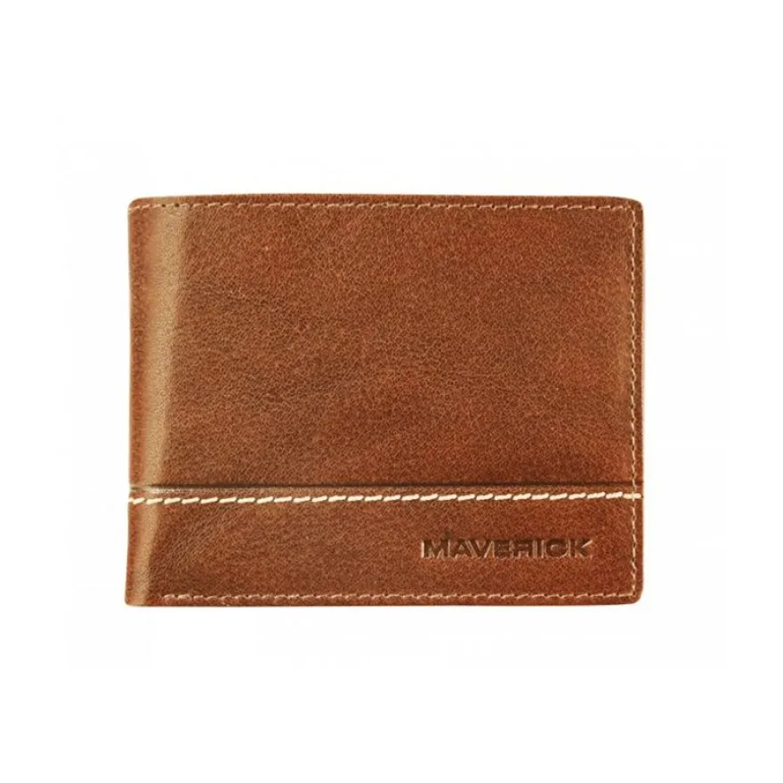 Maverick Rough Gear - Portefeuille - RFID, with zipper - cuir de buffle pleine fleur à tannage végétal - cognac