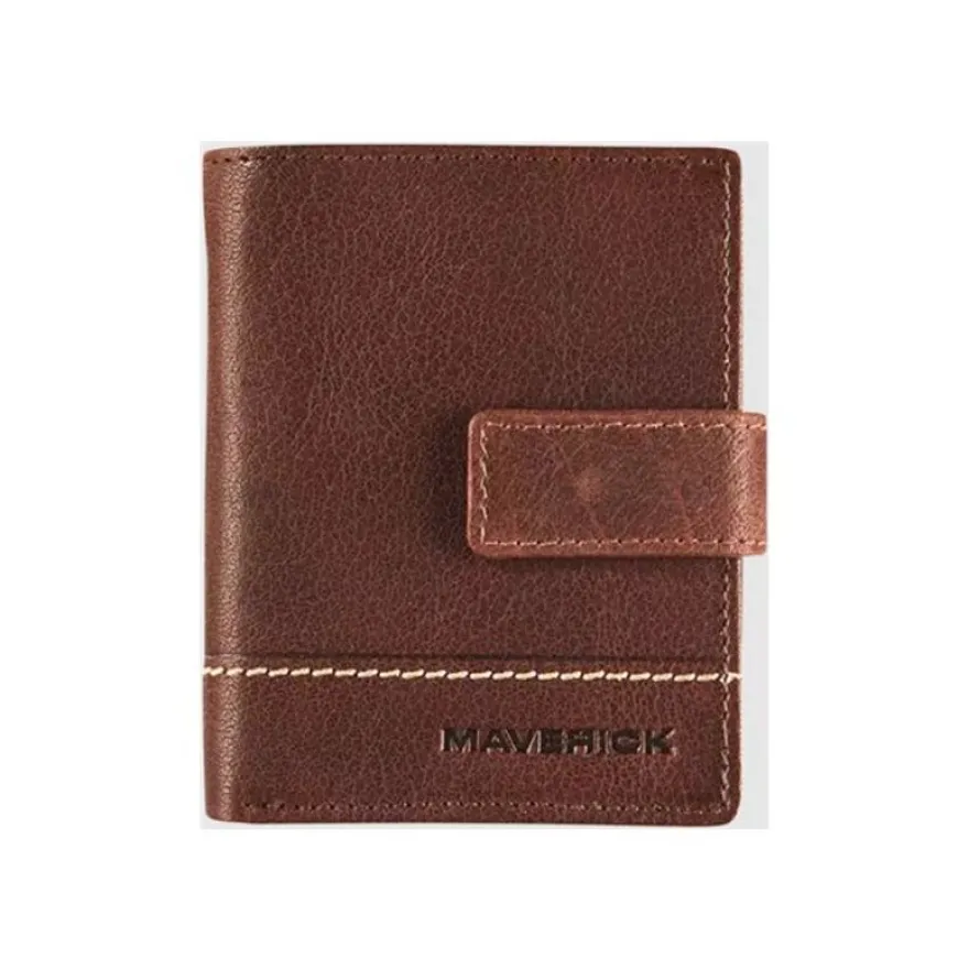 Maverick Rough Gear - Portefeuille - compact RFID - cuir de buffle pleine fleur à tannage végétal - brun