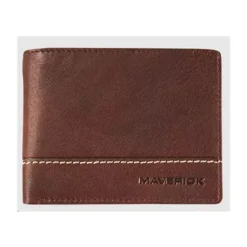 Maverick Rough Gear - Portefeuille - RFID, with 2 banknote pockets - cuir de buffle pleine fleur à tannage végétal - brun