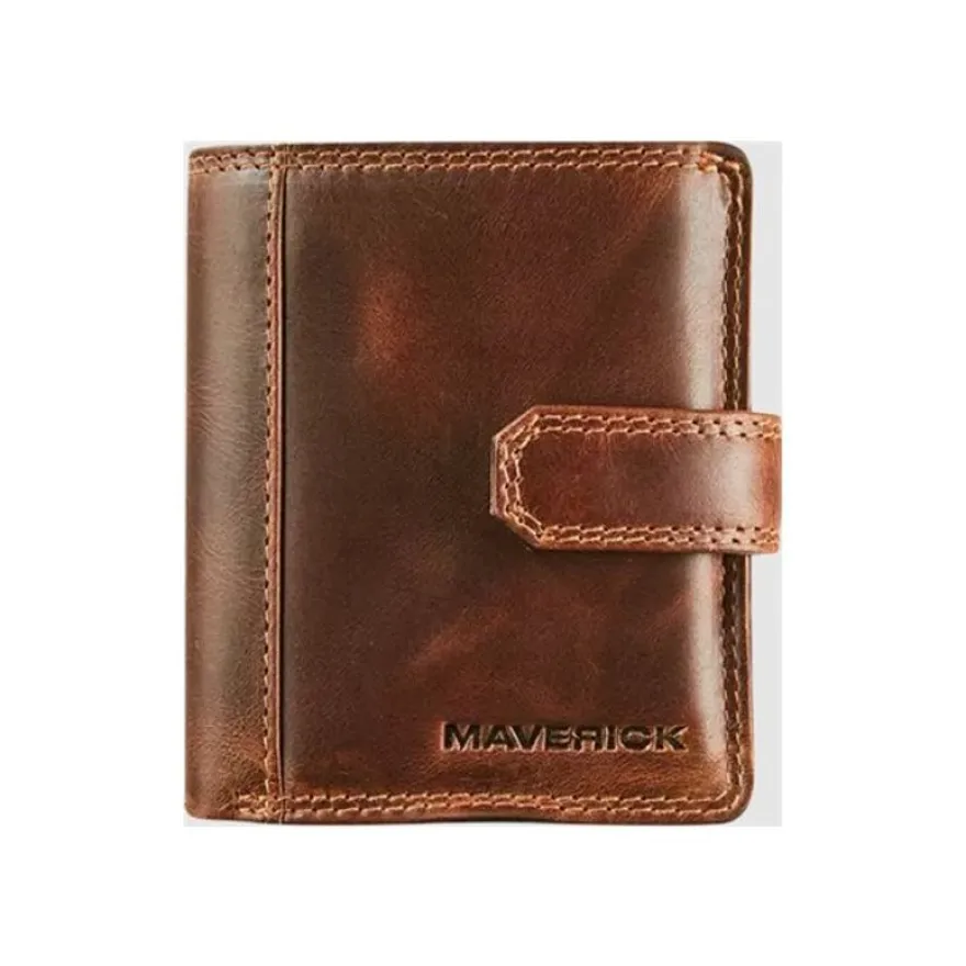 Maverick The Original - Portefeuille - compact RFID - cuir de vachette pleine fleur tanné végétal - brun