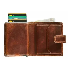Maverick The Original - Portefeuille - compact RFID - cuir de vachette pleine fleur tanné végétal - brun
