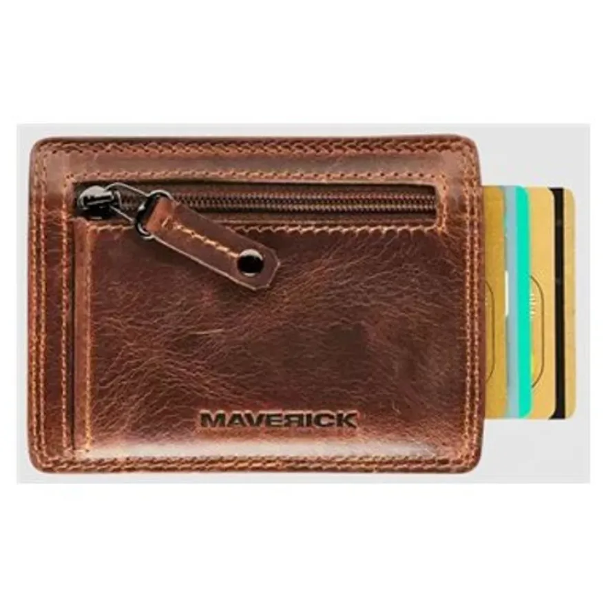 Maverick The Original - Portefeuille - slim RFID - cuir de vachette pleine fleur tanné végétal - brun