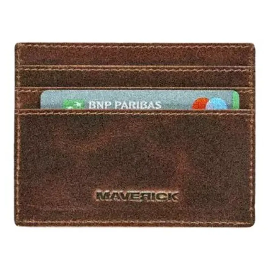 Maverick The Original - Porte-cartes RFID avec fermeture à bouton - cuir