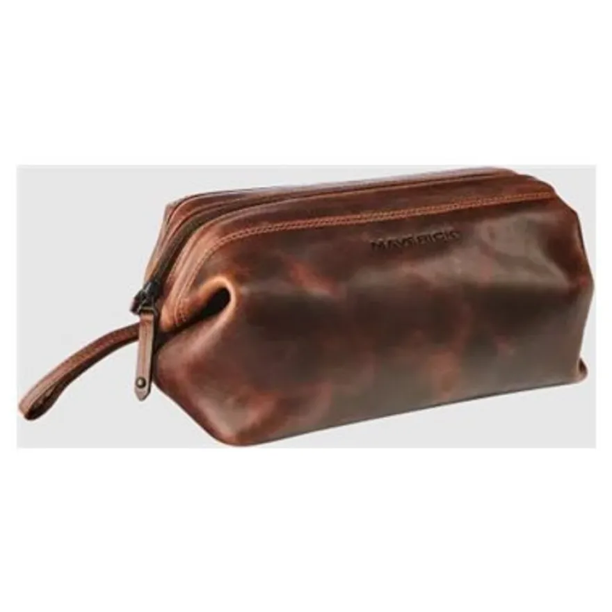 Maverick The Original - Trousse de toilette - cuir de vachette pleine fleur tanné végétal - brun