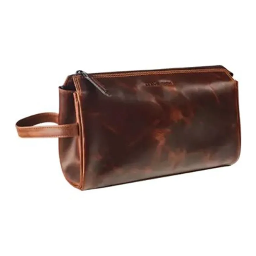 Maverick The Original - Trousse de toilette - carré - cuir de vachette pleine fleur tanné végétal - brun
