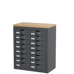 Meuble de rangement - 2 colonnes et 16 tiroirs - H75 x L60,5 x P33,5 cm - anthracite