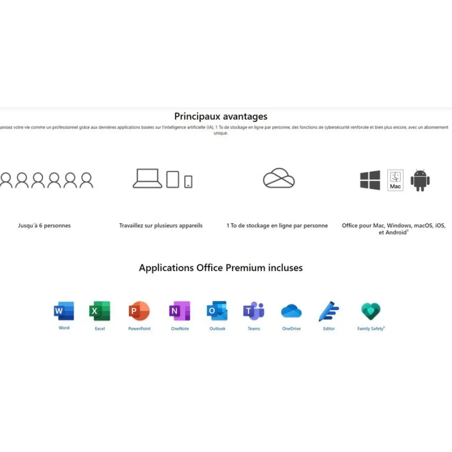 Microsoft 365 Famille - Code d'activation envoyé par email valable pour 6 appareils pendant 1 an