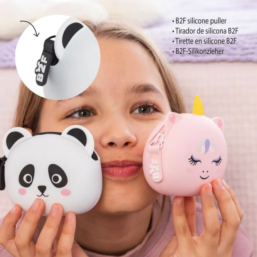 Mini porte-monnaie Panda Back2Fun - silicone doux et design adorable.