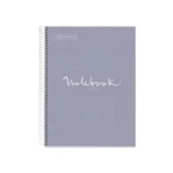 Miquelrius Emotions - Cahier de notes - reliure à spirale - A5 - 80 feuilles - petits carreaux - gris