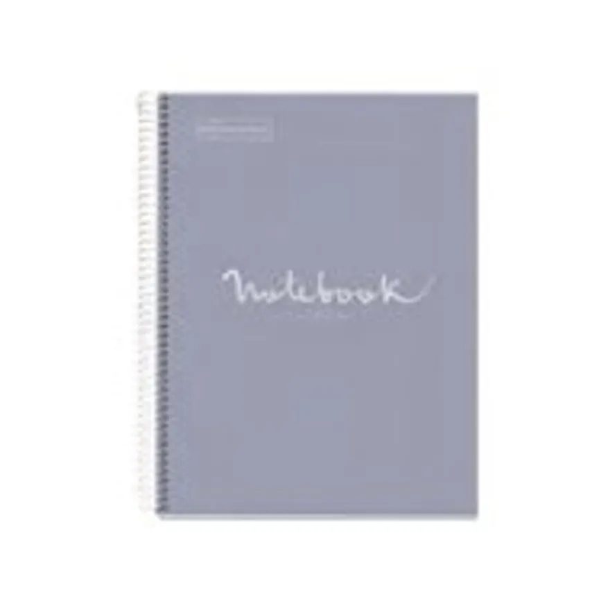 Miquelrius Emotions - Cahier de notes - reliure à spirale - A5 - 80 feuilles - petits carreaux - gris