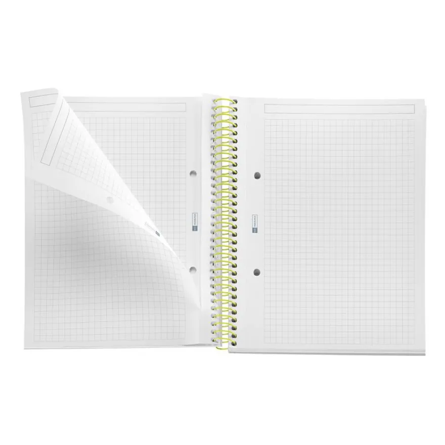 Miquelrius Notebook Between the lines - Cahier à spirale - A5 - 80 feuilles - petits carreaux (5x5 mm) - citron