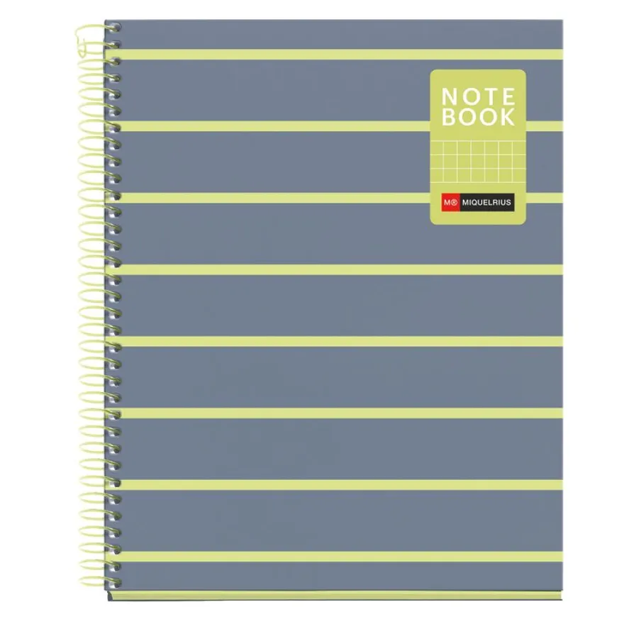 Miquelrius Notebook Between the lines - Cahier à spirale - A5 - 80 feuilles - petits carreaux (5x5 mm) - citron