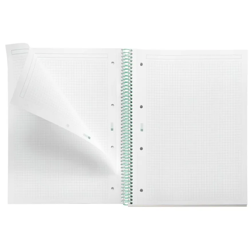 Miquelrius Notebook Between the lines - Cahier à spirale - A4 - 80 feuilles - petits carreaux (5x5 mm) - mousse