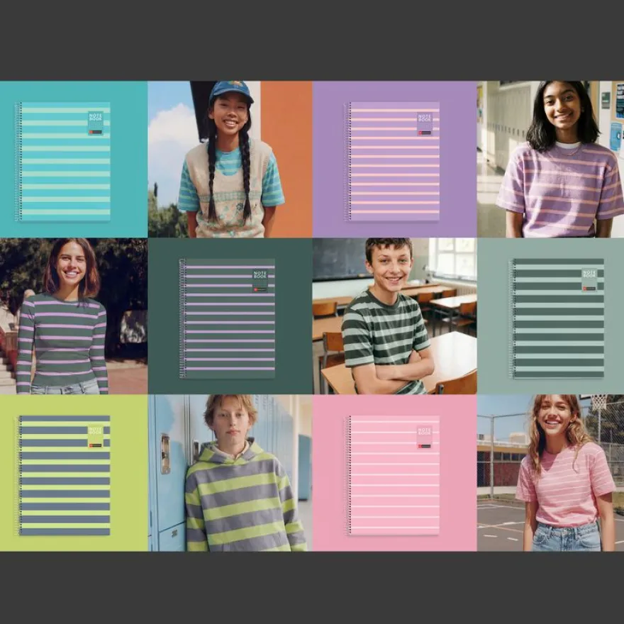 Miquelrius Notebook Between the lines - Cahier à spirale - A4 - 80 feuilles - petits carreaux (5x5 mm) - mauve