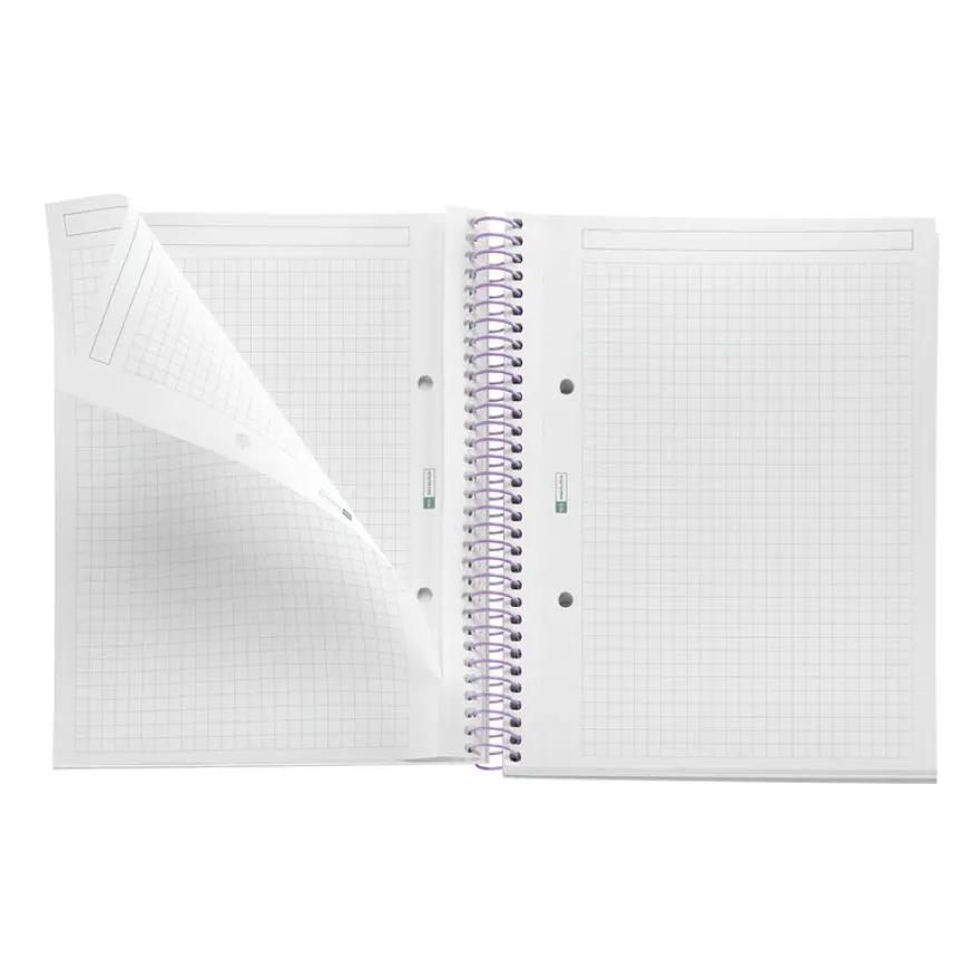 Miquelrius Notebook Between the lines - Cahier à spirale - A5 - 80 feuilles - petits carreaux (5x5 mm) - cendre