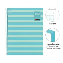 Miquelrius Notebook Between the lines - Cahier à spirale - A4 - 80 feuilles - petits carreaux (5x5 mm) - celeste