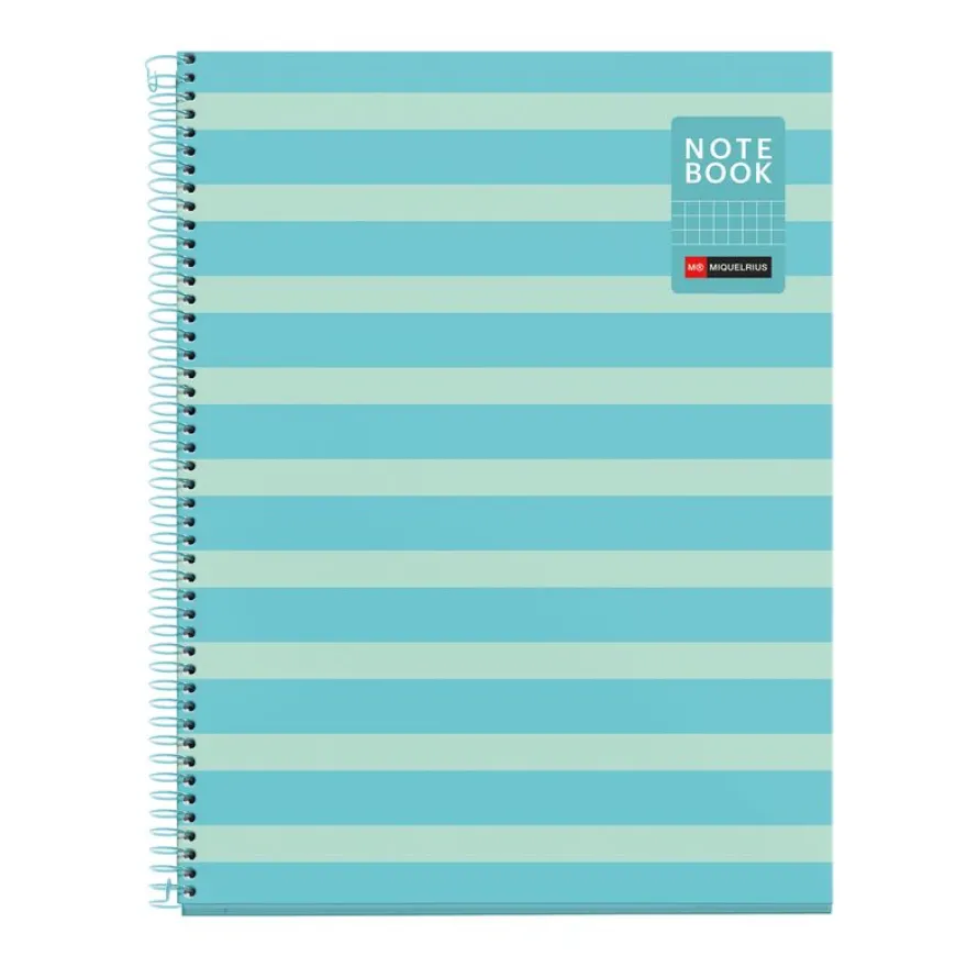 Miquelrius Notebook Between the lines - Cahier à spirale - A4 - 80 feuilles - petits carreaux (5x5 mm) - celeste