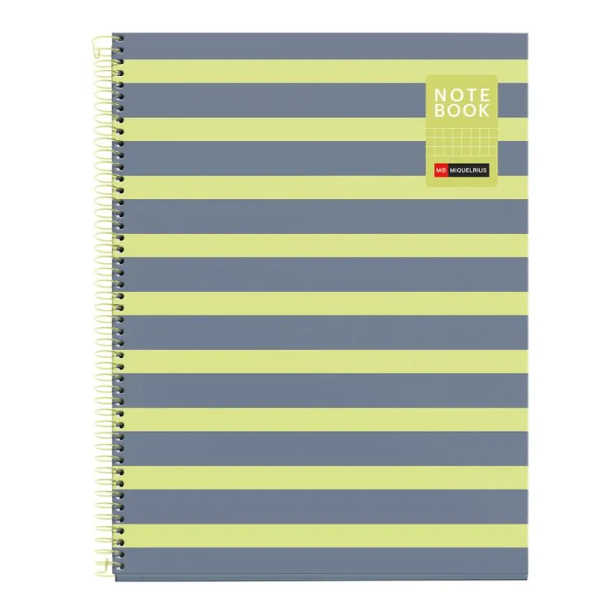 Miquelrius Notebook Between the lines - Cahier à spirale - A4 - 80 feuilles - petits carreaux (5x5 mm) - citron