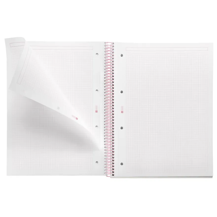 Miquelrius Notebook Between the lines - Cahier à spirale - A4 - 80 feuilles - petits carreaux (5x5 mm) - rose